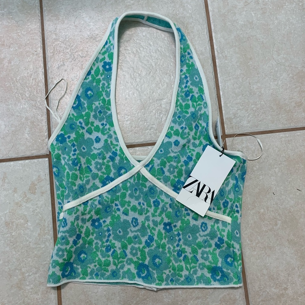 floral halter tank from zara